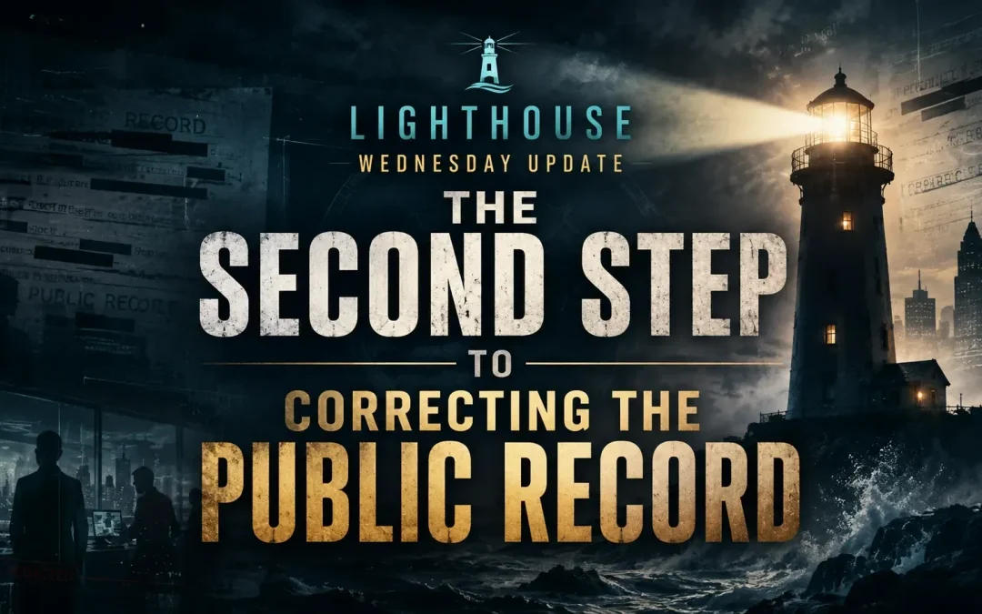 1st July 2026 – Lighthouse Wednesday Update – The Second Step to Correcting The Public Record