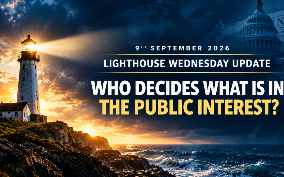 9th September 2026 – Lighthouse Wednesday Update – Who Decides What Is in the Public Interest?
