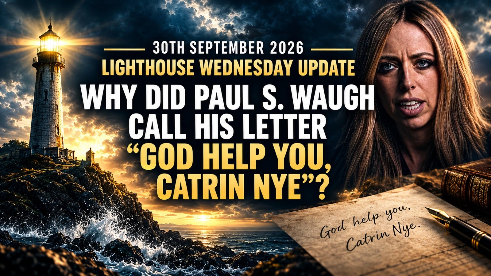 30th September 2026 — Lighthouse Wednesday Update — Why Did Paul S. Waugh Call His Letter “God Help You, Catrin Nye”?