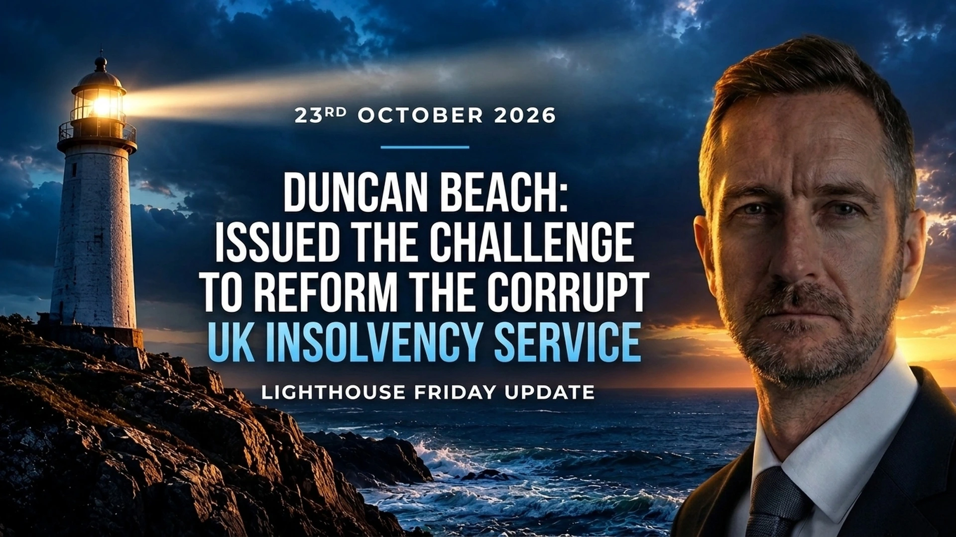 23rd October 2026 — Lighthouse Friday Update — Duncan Beach: Issued the Challenge to Reform the Corrupt UK Insolvency Service